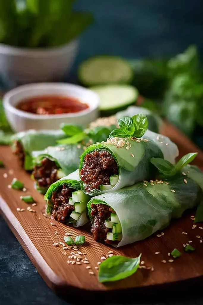 Thai Basil Beef Rolls Ready to Serve