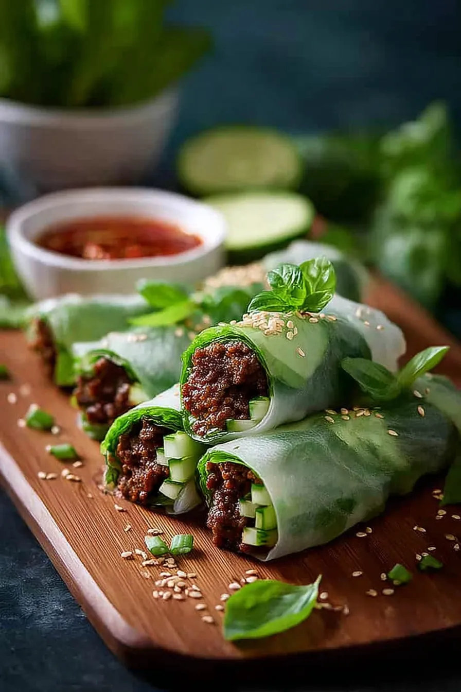 Thai Basil Beef Rolls Ready to Serve