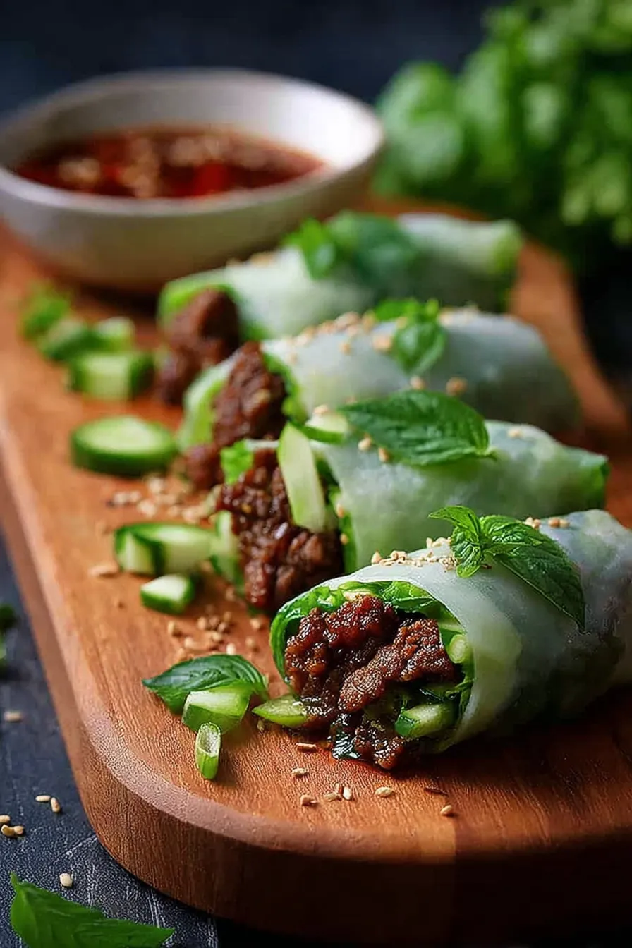 Thai Basil Beef Rolls