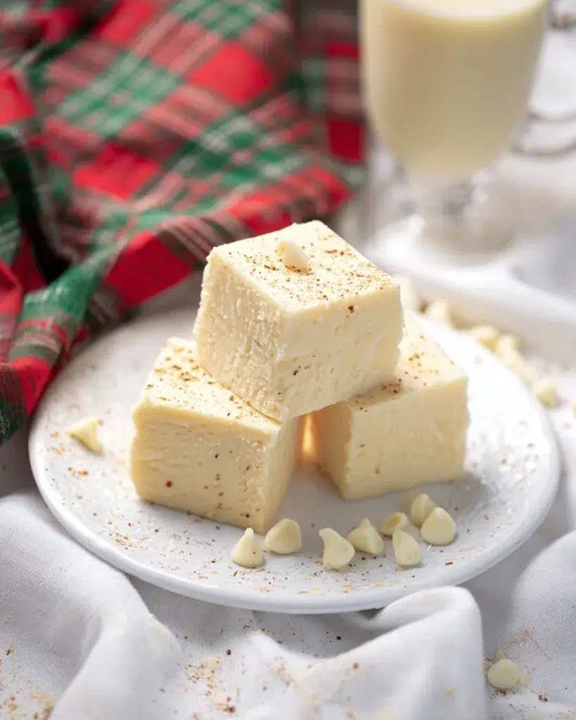 The preparation steps of Christmas Eggnog Fudge
