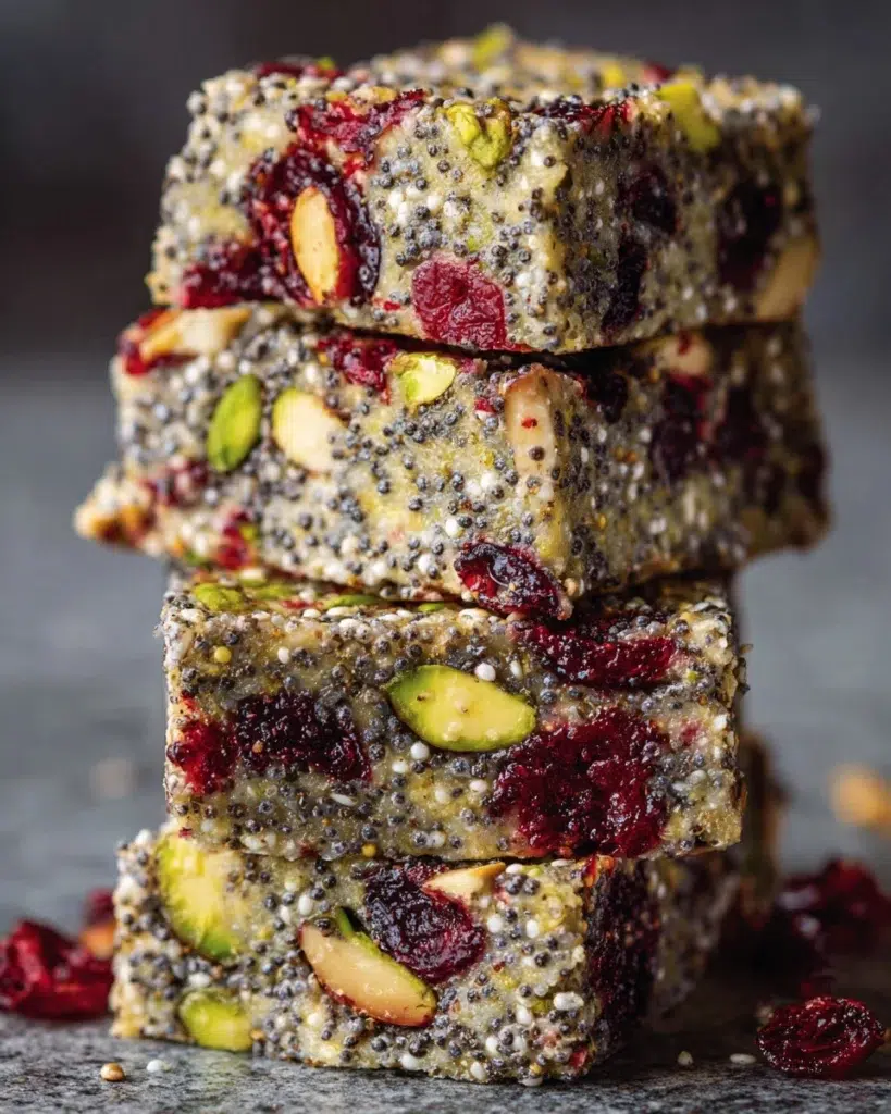 The preparation steps of Pistachio Cranberry Chia Bars