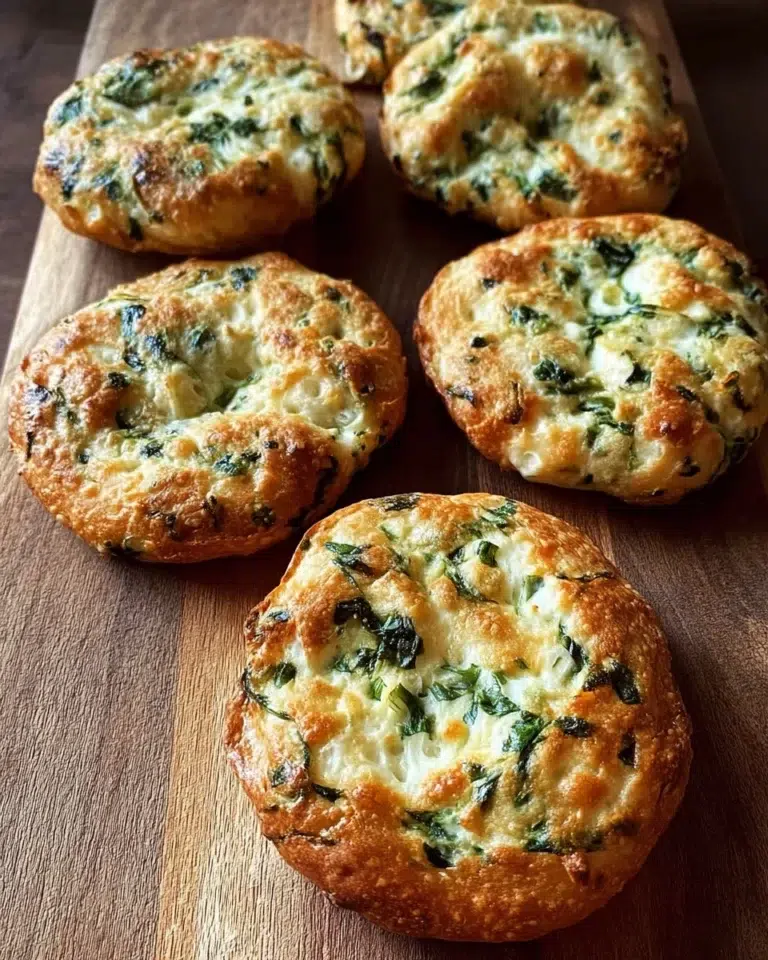The preparation steps of Spinach Cottage Cheese Flat Bagels
